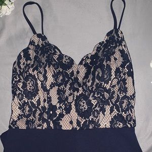 Francescas Navy Blue Lace Jumpsuit
